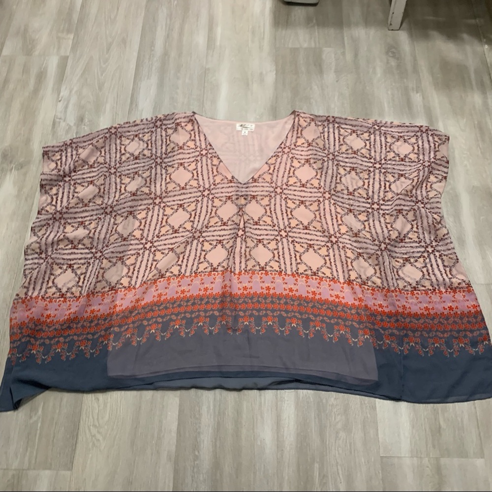 Max Studio Specialty products Pink Gray Batwing Tunic Top Sz M